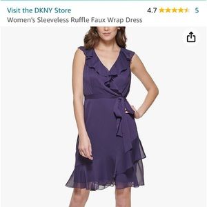 DKNY Size 4
Women's Sleeveless Ruffle Faux Wrap Dress